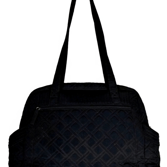 Vera Bradley Black Quilted Diaper Bag Tote Large W/Changing Pad Stroller Travel - Picture 3 of 13